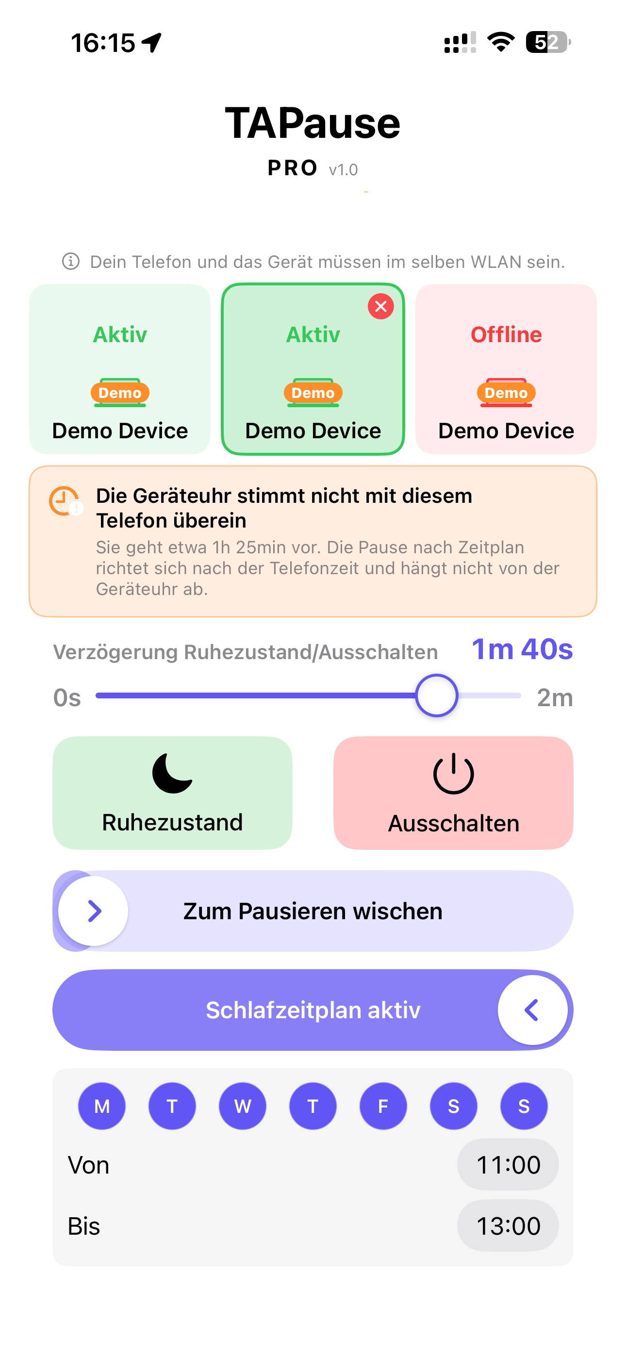 TAPause App auf iPhone